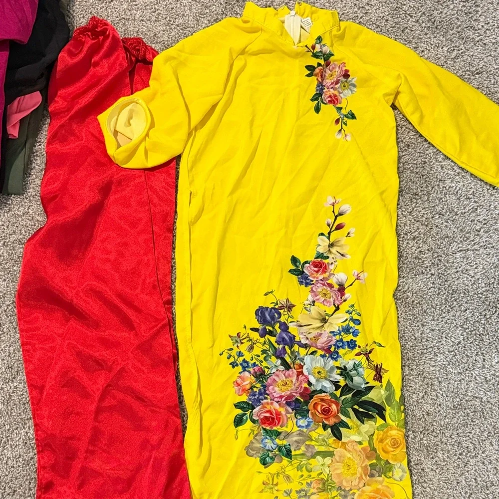 Lunar new‎ year Floral Yellow Kids Dress